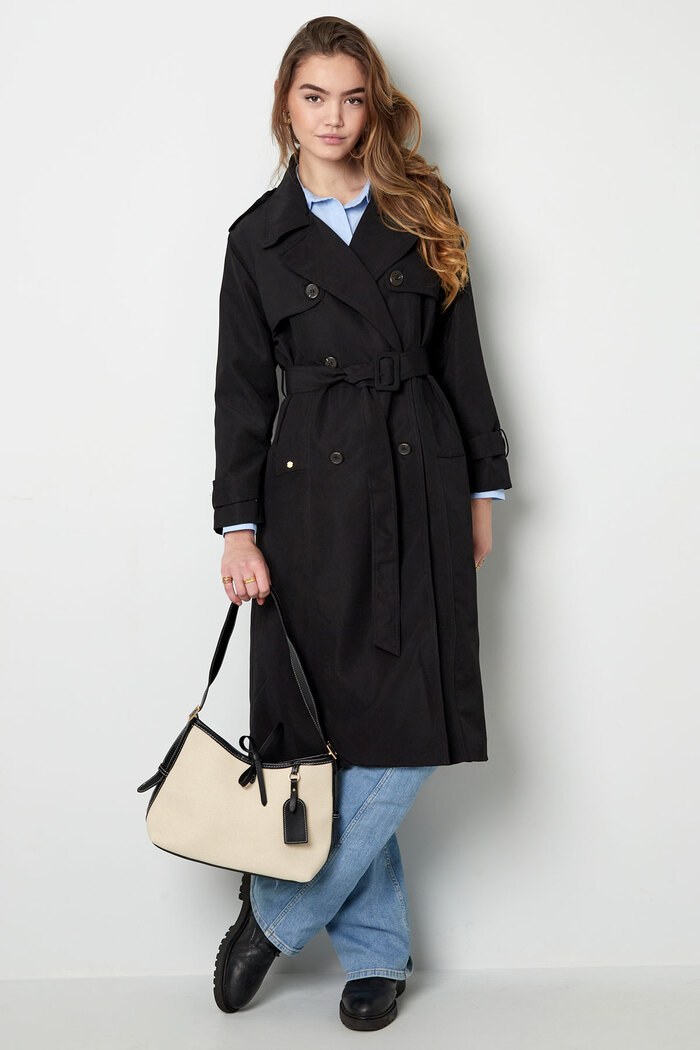 Long basic trench coat - black M Picture11
